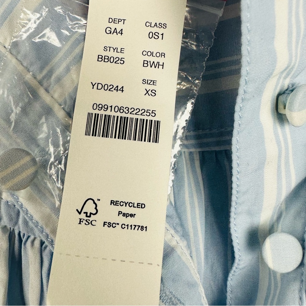 J. Crew NWT Blue and White Smocked Mini Dress with Mandarin Collar - Picture 9 of 11